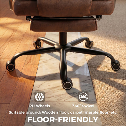 Executive Office Chair | Big & Tall 180kg Reclining Desk Chair with Footrest & Lumbar Support