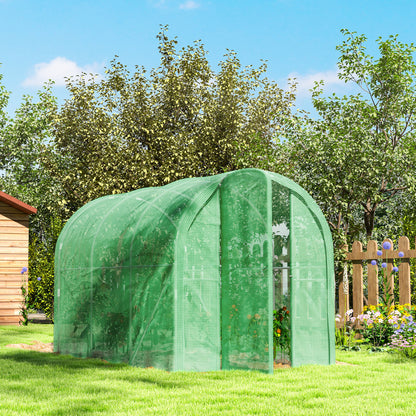 3 x 2 x 2m Polytunnel Greenhouse with Walk-in Grow House Tent with PE Cover and Galvanised Steel Frame, Green