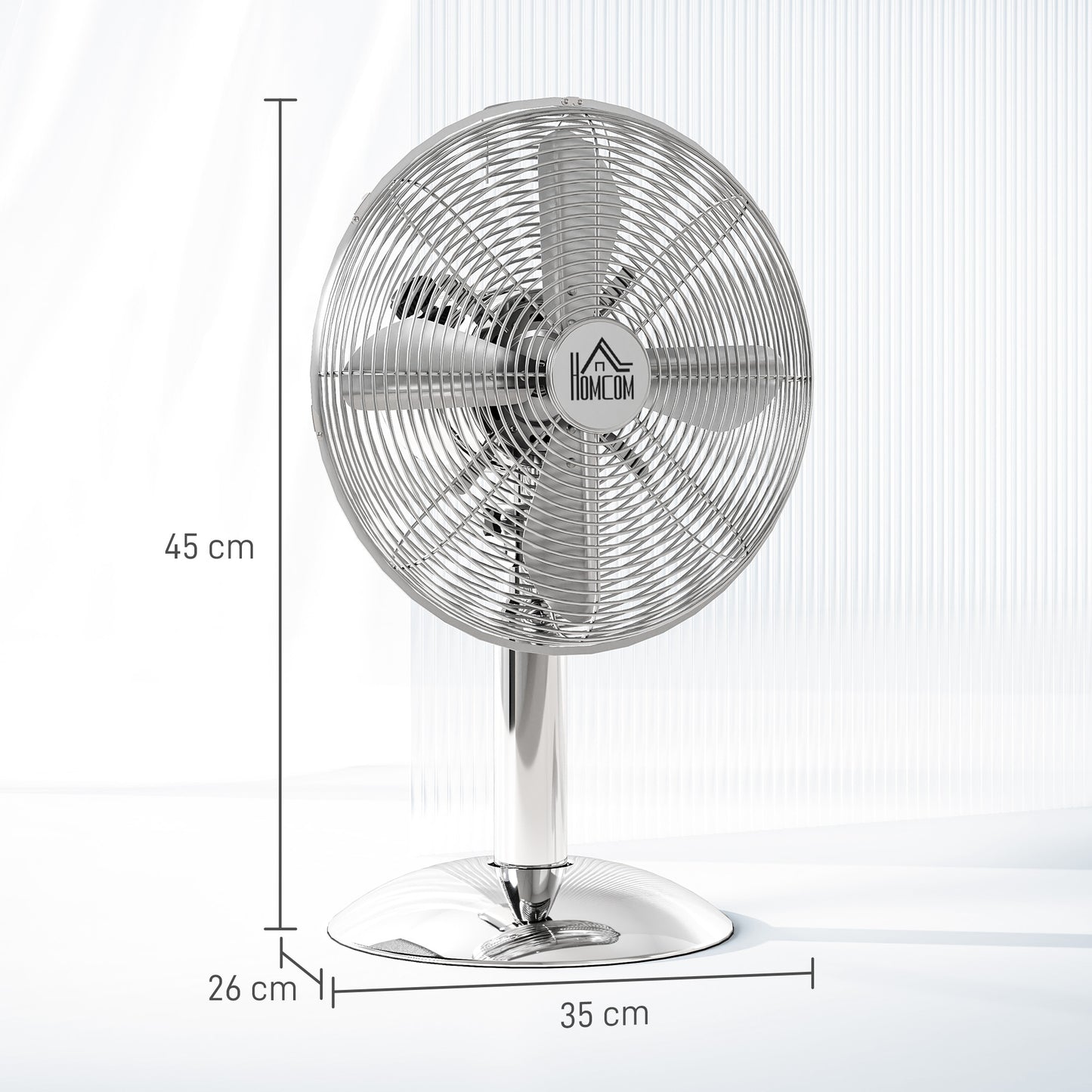 Three-Speed Oscillating Desk Fan - Silver-Tone