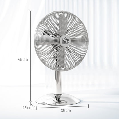 Three-Speed Oscillating Desk Fan - Silver-Tone