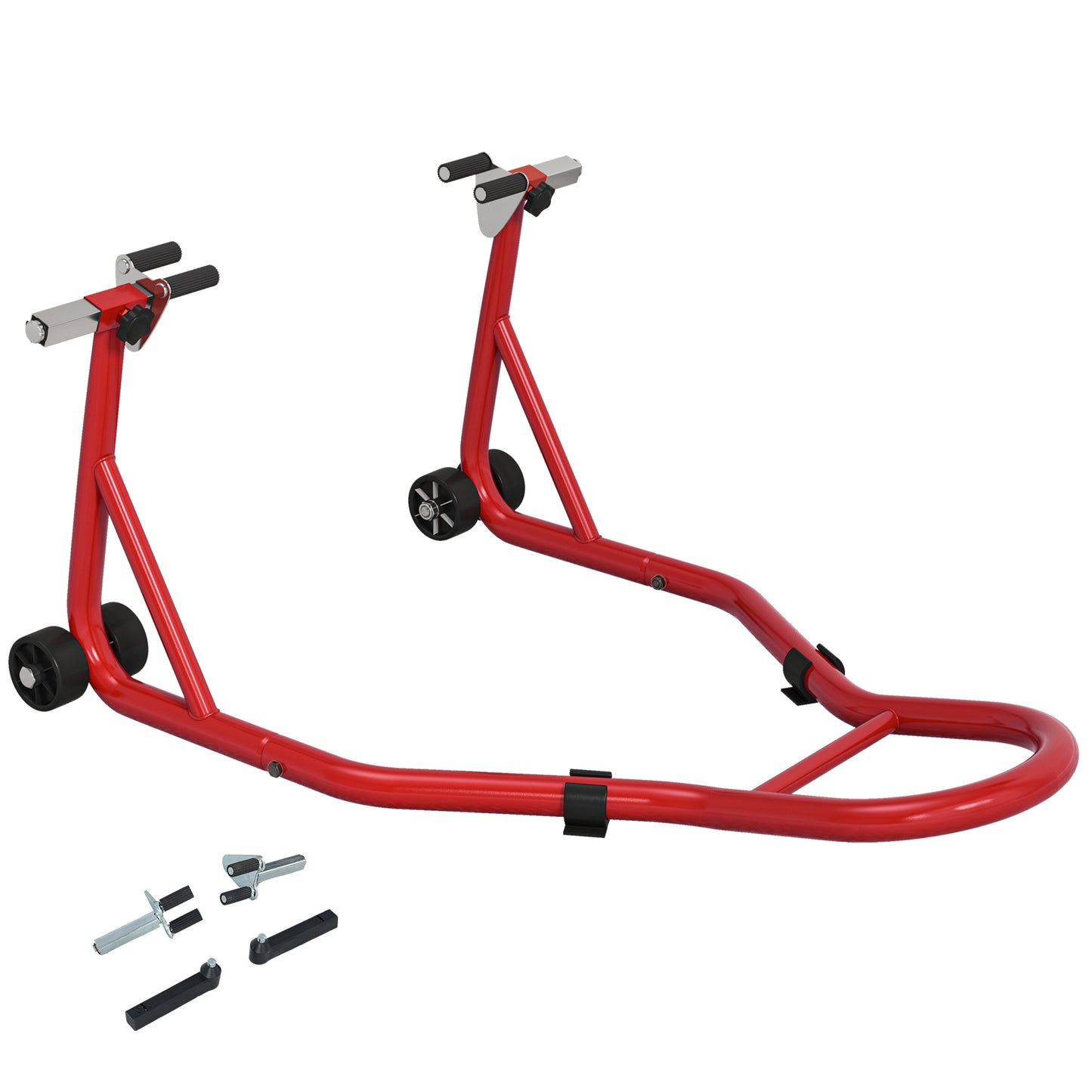 Rear Motorcycle Paddock Stand Motorbike Stand with Anti-Slip Mat, U-Shaped and L-Shaped Adapters, 200 kg Capacity, for 18", 17" and 10" Tyre