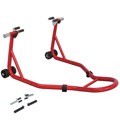 Rear Motorcycle Paddock Stand Motorbike Stand with Anti-Slip Mat, U-Shaped and L-Shaped Adapters, 200 kg Capacity, for 18", 17" and 10" Tyre