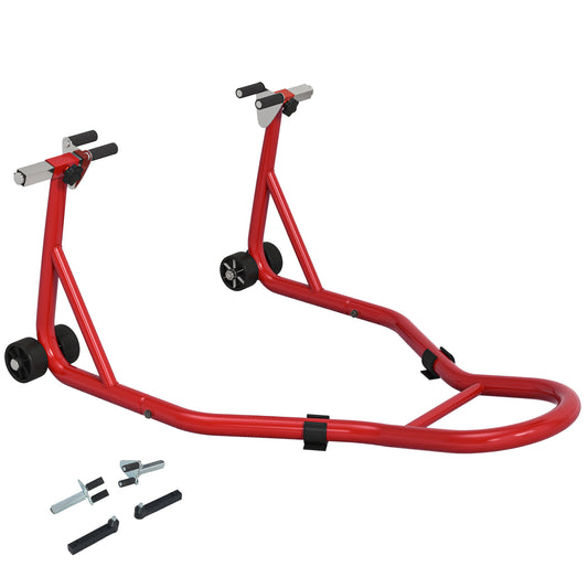 Rear Motorcycle Paddock Stand Motorbike Stand with Anti-Slip Mat, U-Shaped and L-Shaped Adapters, 200 kg Capacity, for 18", 17" and 10" Tyre