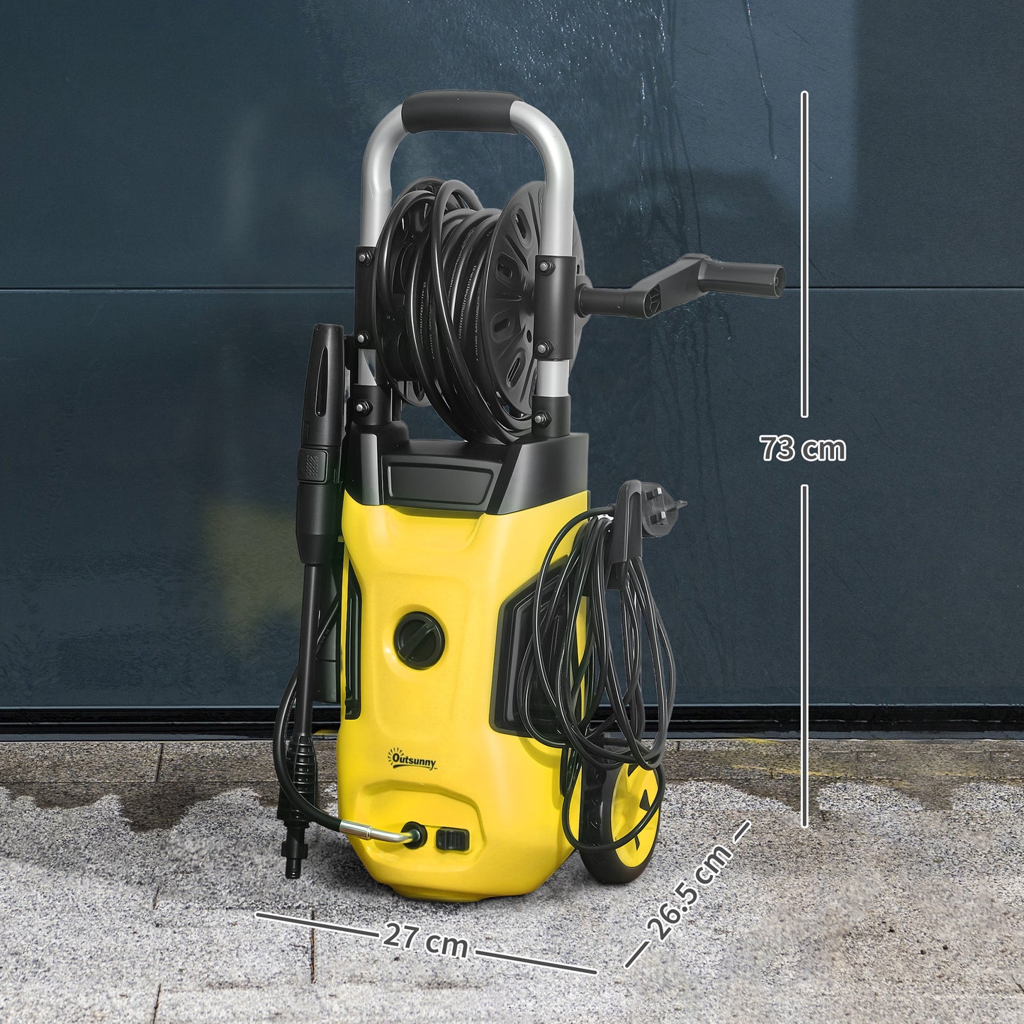 Outsunny 1800W High Pressure Washer, 150 Bar Pressure, 420 L/h Flow, Portable Power Washer Jet Wash Cleaner with Adjustable Nozzle, 6M Hose