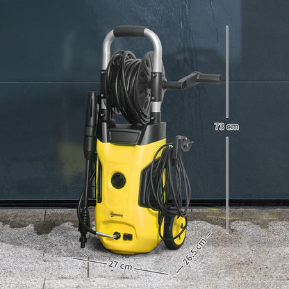 Outsunny 1800W High Pressure Washer, 150 Bar Pressure, 420 L/h Flow, Portable Power Washer Jet Wash Cleaner with Adjustable Nozzle, 6M Hose