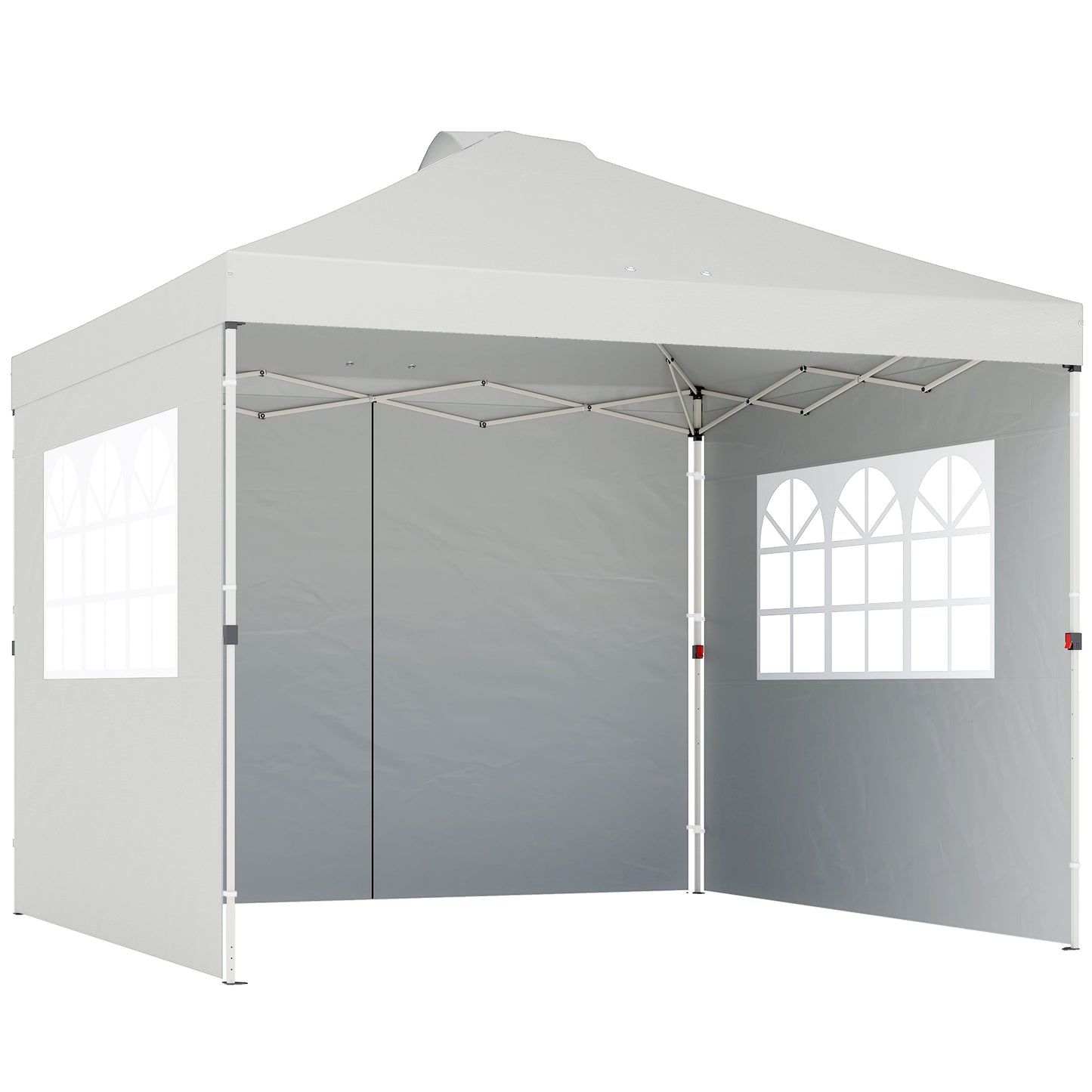 3x3m Pop-Up Canopy Gazebo | UPF50+ Waterproof 210D Oxford Fabric | 3 Detachable Sidewalls | 2 Church Windows | 2 Top Vents & 8 Drainage Holes | 3-Height Steel Frame to 285cm | 4 Guy Ropes & 12 Stakes | Wheeled Carry Bag | White