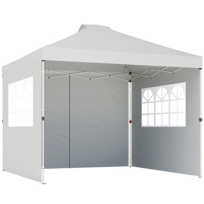 3x3m Pop-Up Canopy Gazebo | UPF50+ Waterproof 210D Oxford Fabric | 3 Detachable Sidewalls | 2 Church Windows | 2 Top Vents & 8 Drainage Holes | 3-Height Steel Frame to 285cm | 4 Guy Ropes & 12 Stakes | Wheeled Carry Bag | White