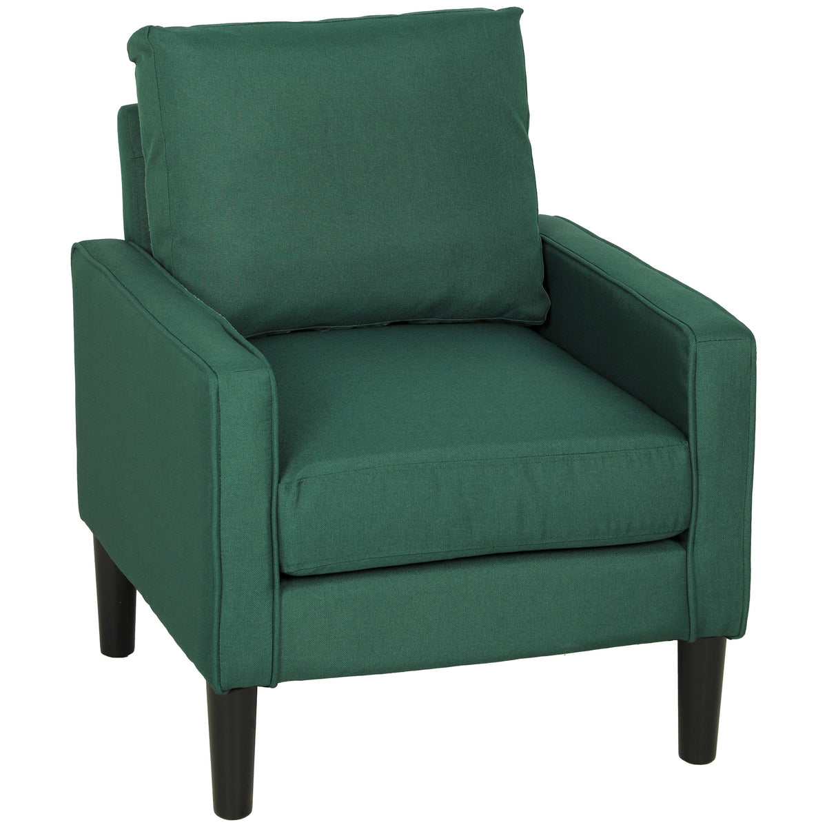 Accent Armchair | Cream, Grey & Green Linen-Look Chair with Spring Seat and Removable Pillow