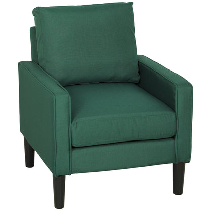 Accent Armchair | Cream, Grey & Green Linen-Look Chair with Spring Seat and Removable Pillow