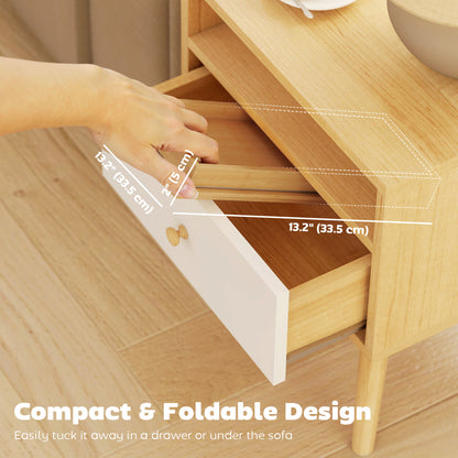 Bamboo Sofa Arm Tray | Foldable | 2cm Recessed Anti-Slip Tray | Drinks & Snacks | No Assembly | Natural Wood Finish