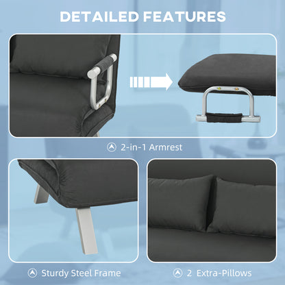 Two-Seater Click-Clack Sofa Bed  - Charcoal Grey