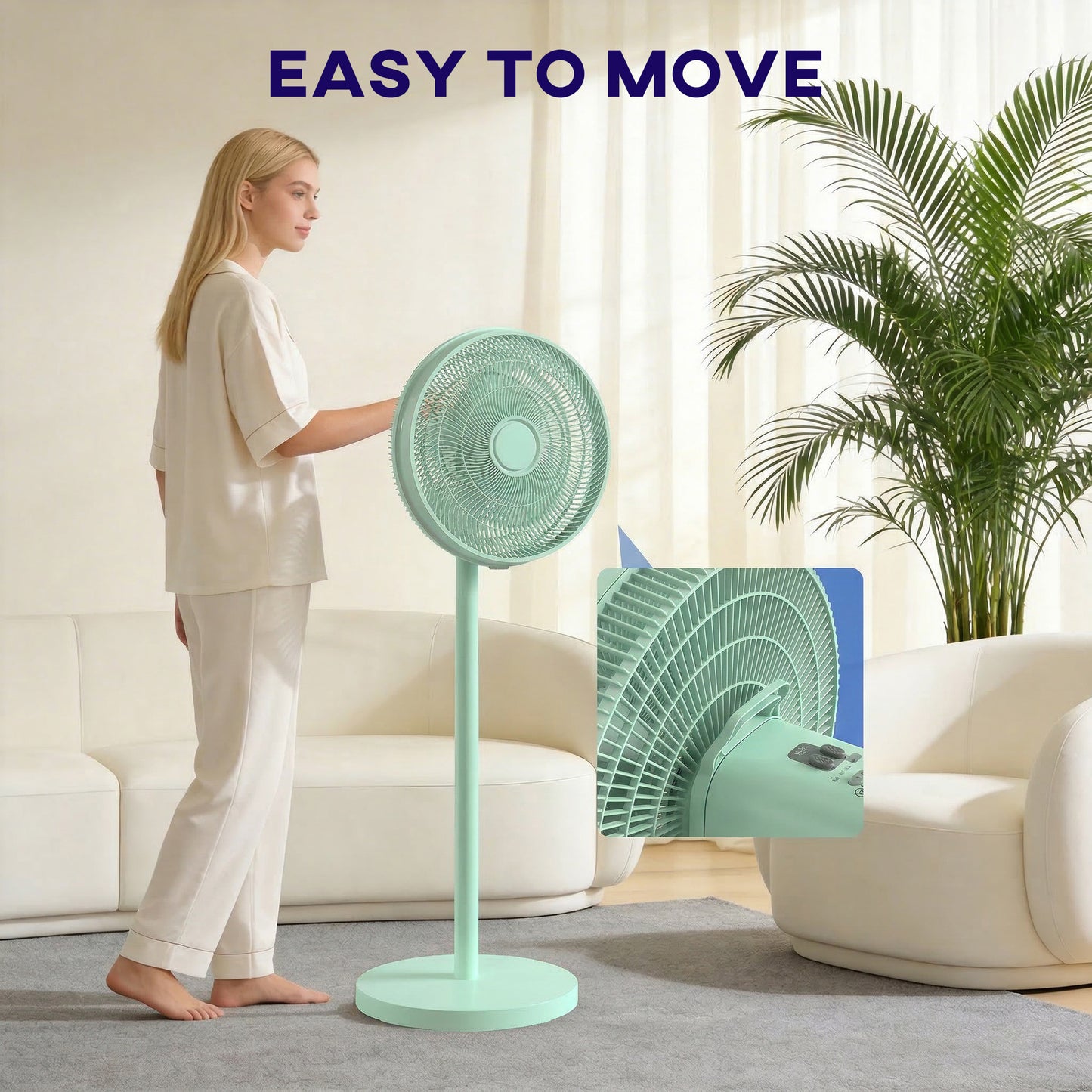 40 cm Standing Fan, Cooling Floor Fan with 80° Oscillating, Adjustable Tilt and Height, 4 Speed, Remote Control