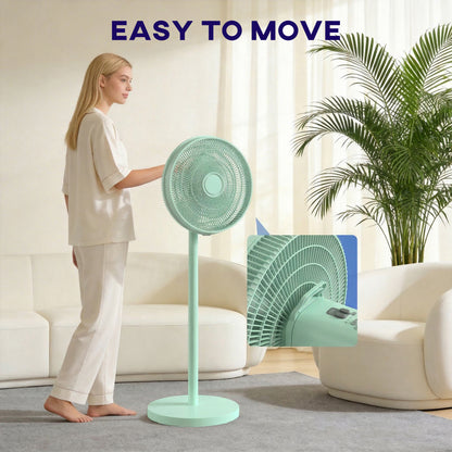 40 cm Standing Fan, Cooling Floor Fan with 80° Oscillating, Adjustable Tilt and Height, 4 Speed, Remote Control