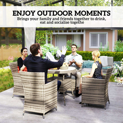 Outsunny Five-Piece Rattan Garden Set, with Two-Tier Table - Grey