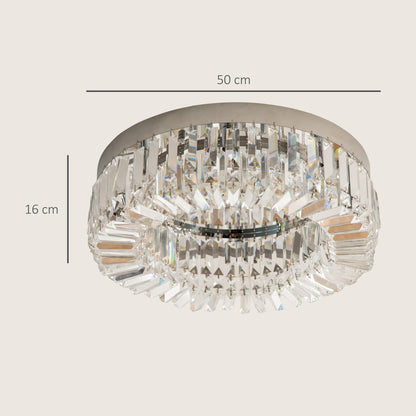 Set of 2 Crystal Ceiling Chandeliers | Flush Mount | Silver Tone | Ø50cm