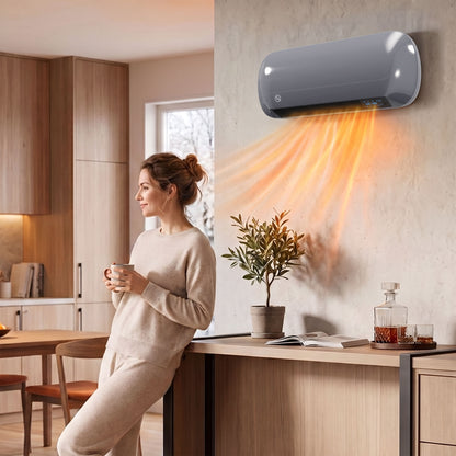 2000W Ceramic Wall Mounted Space Heater | Fan-Forced | Weekly Timer | 10–49°C Thermostat | Remote Control | IP23 | 20–25m² | Grey
