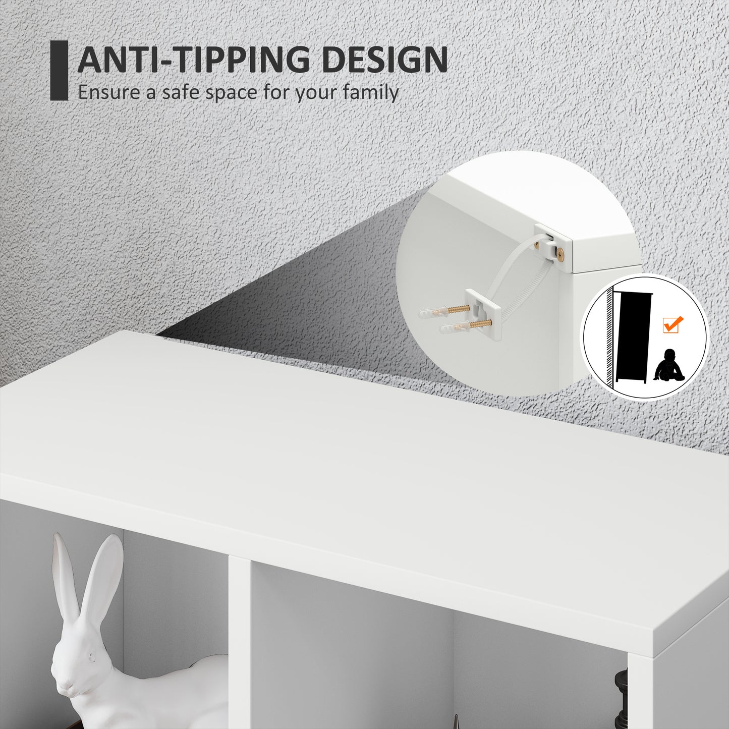 2-Tier Bookshelf with 5 Compartments - White / Black