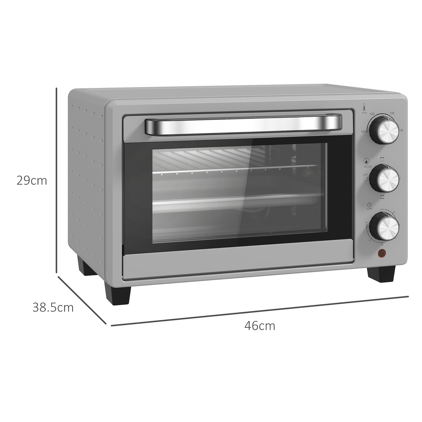 21L Mini Countertop Oven, 100°C-230°C Adjustable Temp - Silver Tone