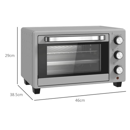 21L Mini Countertop Oven, 100°C-230°C Adjustable Temp - Silver Tone