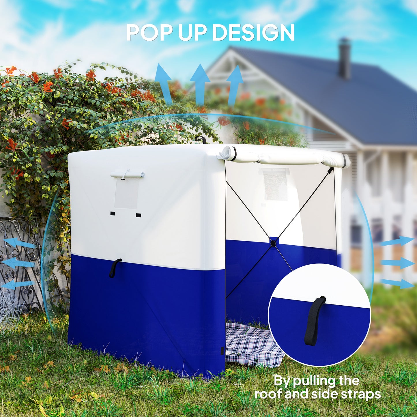 Outsunny 2 x 2m Pop-Up Party Tent Gazebo, with Accessories - Dark Blue