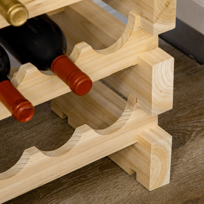 Six-Tier, 72 Bottle Wooden Wine Rack Set of 2 - Natural Wood