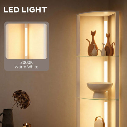 LED Floor Lamp with 5 Shelves | 3 Brightness Levels | Foot Switch | 20W 3000K | Frosted Glass Tiers | 162cm | White