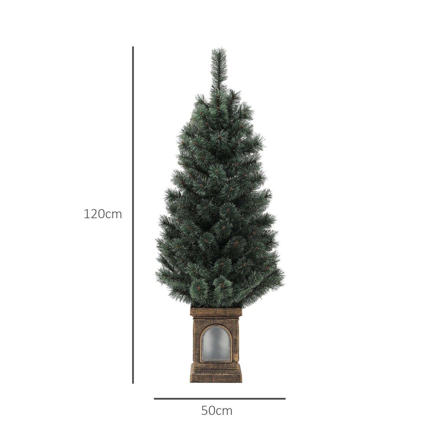 4ft Artificial Christmas Tree With 80 Warm White LED Lights, 8 Modes and Remote, Realistic Tree With Square Stand for Party Decoration, Green