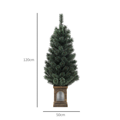 4ft Artificial Christmas Tree With 80 Warm White LED Lights, 8 Modes and Remote, Realistic Tree With Square Stand for Party Decoration, Green