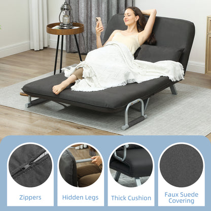 Two-Seater Click-Clack Sofa Bed  - Charcoal Grey