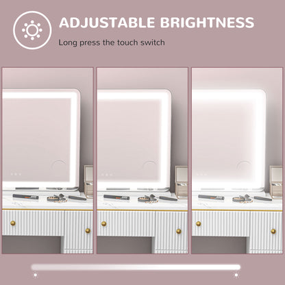 Vanity Mirror with Lights, Large Lighted Makeup Mirror with 3 Colour Lighting Modes, USB Charging Port, Touch Screen, Tabletop or Wall Mounted Design
