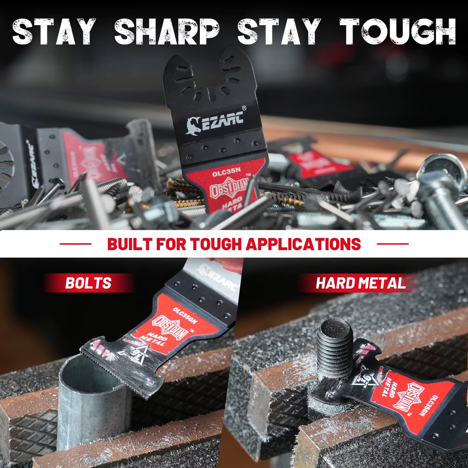 EZARC Ticn Coated Oscillating Saw Blade, Quick-Release Obsidian Carbide Saw Blade for Hard Metal, Nails, Screws, Bolts, Metal Cutting
