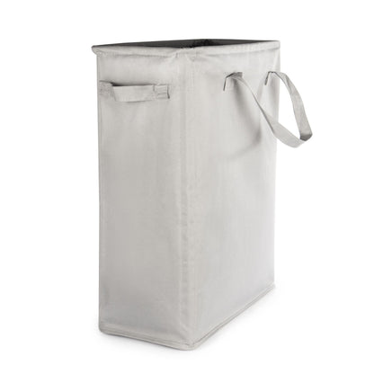 Maison & White 45L Slim Laundry Basket | Grey | 600D Polyester | 53.3x38.6x21.6cm | Fibre Rod Frame | Side Handles | Folds Flat | Suits Laundry & Toy Storage | 2-Year Warranty