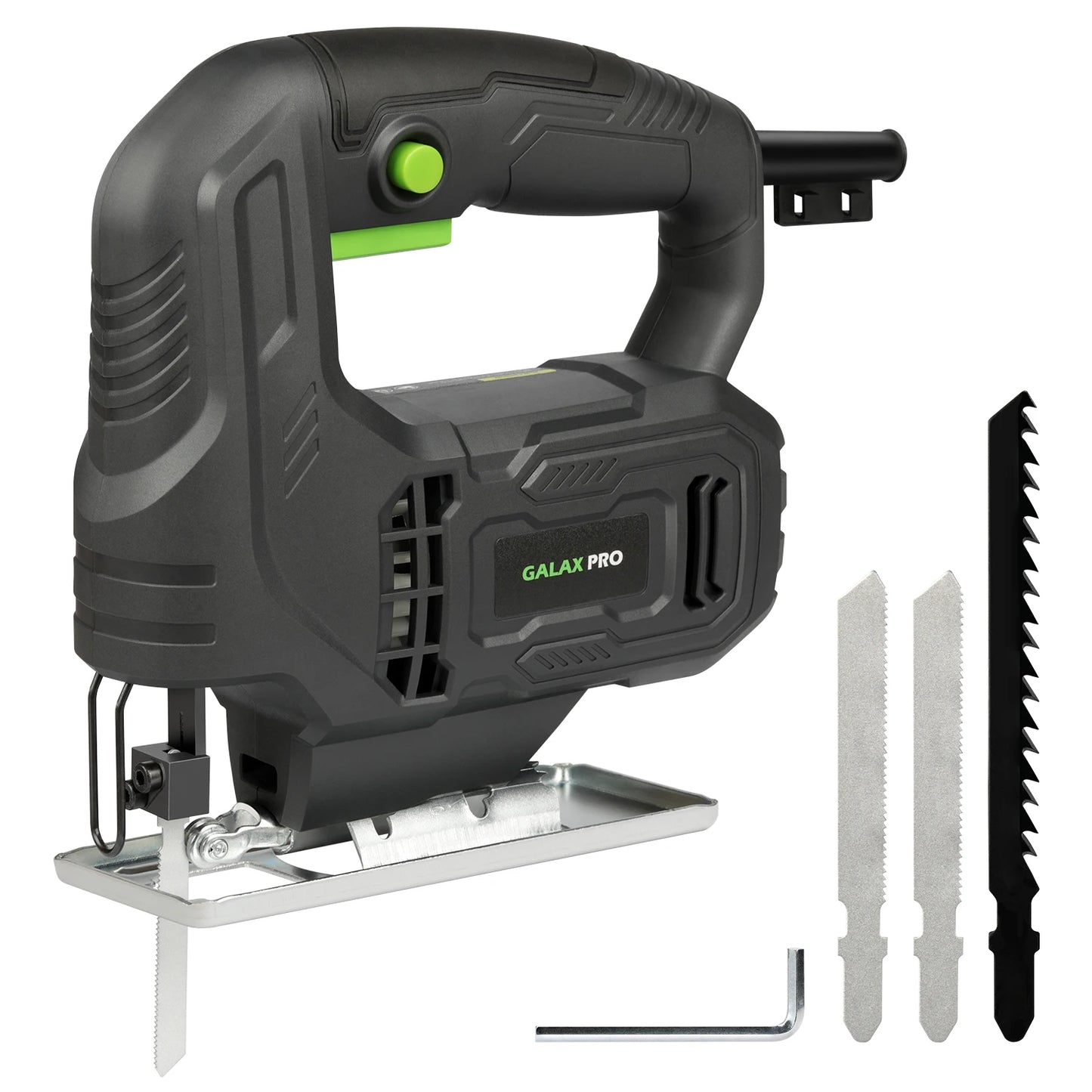 GALAX PRO Jig Saw 400W Powerful Motor 3000 RPM Electric Saber Saw Tool Adjustable ±45° Bevel Cut for DIY Woodworking Carpenter