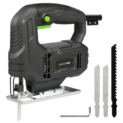 GALAX PRO Jig Saw 400W Powerful Motor 3000 RPM Electric Saber Saw Tool Adjustable ±45° Bevel Cut for DIY Woodworking Carpenter