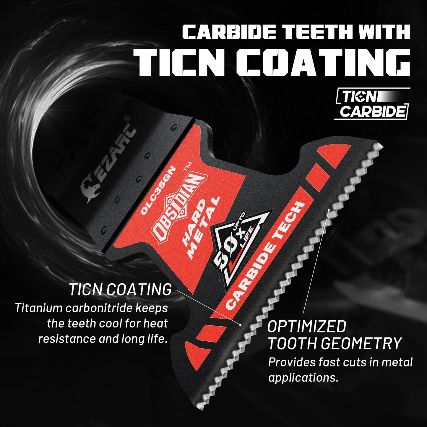 EZARC Obsidian Carbide Oscillating Saw Blades Quick-Release Universal Blades for Hard Metal Nails Screws Bolts 