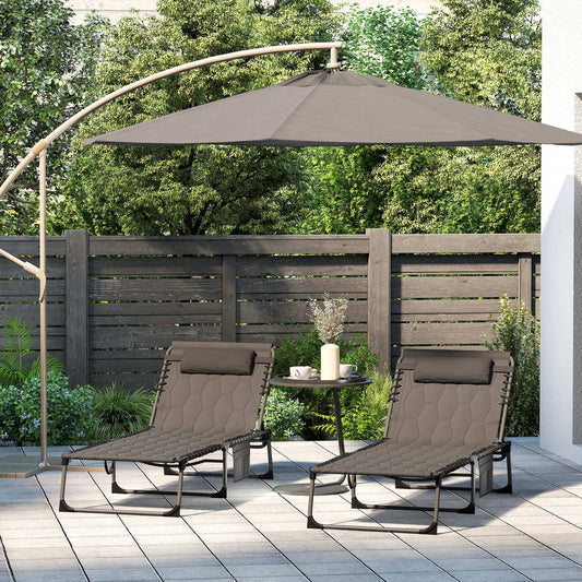 Outsunny Set of Two Sun Loungers, with Five-Position Reclining Backs - Black