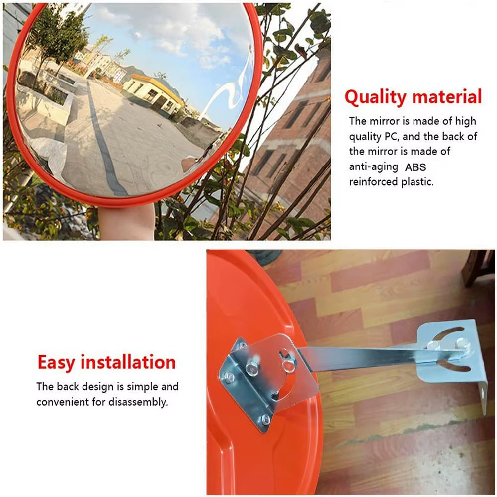Convex Road Mirror, Unbreakable Road Traffic Safety Mirror, Blind Spot Mirror 130 Degree Wide Angle, 30 / 45 / 60CM