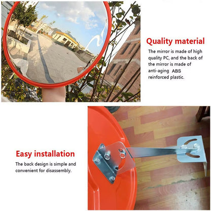 Convex Road Mirror, Unbreakable Road Traffic Safety Mirror, Blind Spot Mirror 130 Degree Wide Angle, 30 / 45 / 60CM
