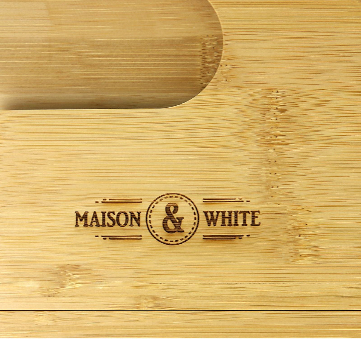 Maison & White Extendable Bamboo Bath Caddy | Adjustable 70.5–105cm | Wine Glass Holder | Smartphone Slot | Tablet & Book Rest | Non-Slip Feet | Natural Bamboo | 2-Year Warranty