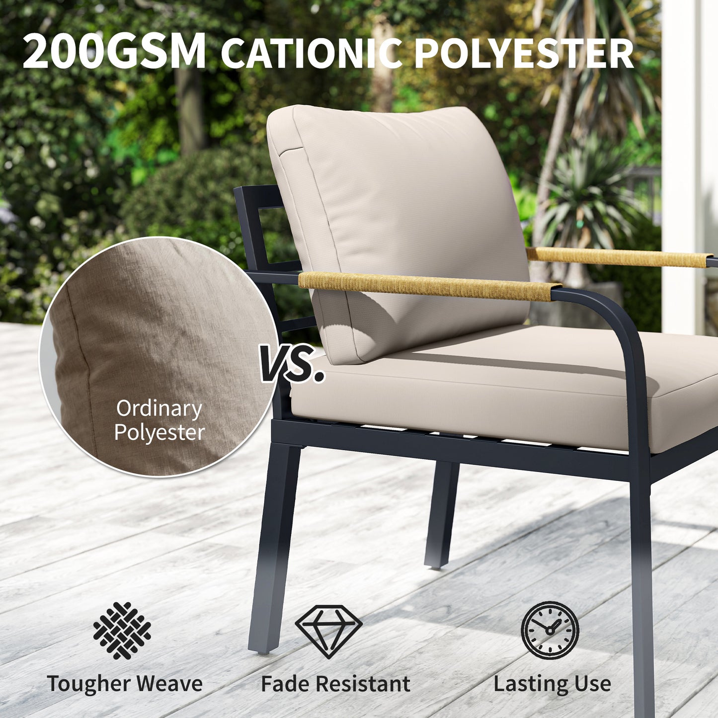 7-Piece 7-Seater Rattan Garden Furniture Set | 2 Loveseats | Armchair | Corner Chair | Footstool | WPC Table | 15cm Back Cushions | 120kg | Khaki