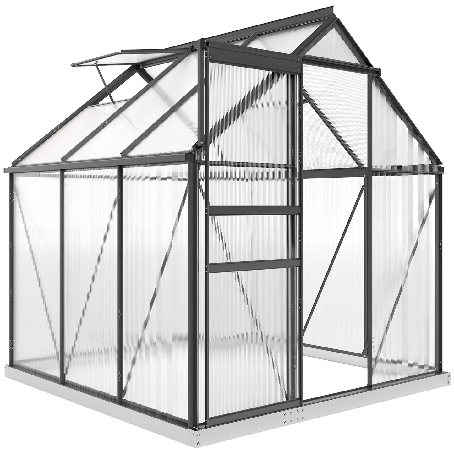 Outsunny 190 x 190cm Walk-In Polycarbonate Greenhouse - Grey