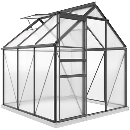 Outsunny 190 x 190cm Walk-In Polycarbonate Greenhouse - Grey