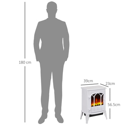 Freestanding Electric Fireplace, Electric Stove Heater with LED Flame Effect, Overheating Safety System, 1000W/2000W White