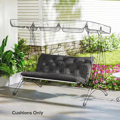 2-Seater Bench & Swing Chair Cushion | 12cm Thick PP Cotton | Tie Fastenings | Water & Stain Resistant | Indoor & Outdoor | 120 x 110cm | Black
