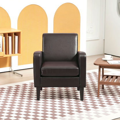 Modern Armchair with Rubber Wood Legs, Upholstered Accent Chair, Single Sofa for Living Room, Bedroom, Brown