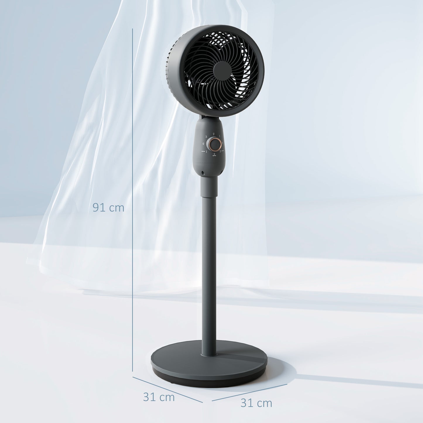 Pedestal Fan, Powerful Air Circulator, 12 Inch Floor Standing Fan with 3 Speed Settings, Oscillating Function for Bedroom, Home and Office