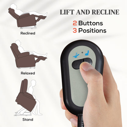 Riser and Recliner Lift Chair With Remote Control, Side Pockets, Pocket Spring, Dark Brown