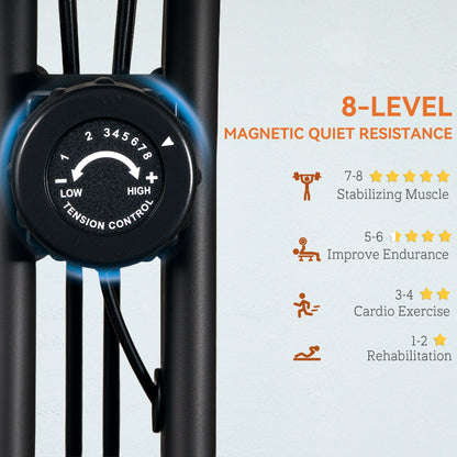 SPORTNOW 5-In-1 Folding Exercise Bike with Arm Workout Bands, Quiet 8-Level Magnetic Resistance Foldable Exercise Bike with LCD, Tablet Holder, Hand Pulse Sensor for Home Use Indoor Cycling