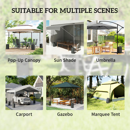 Set of 4 Gazebo Weight Bags | 10L Water or 13kg Sand | 500D PVC | Adjustable Straps 25-70mm Legs | Foldable | Black