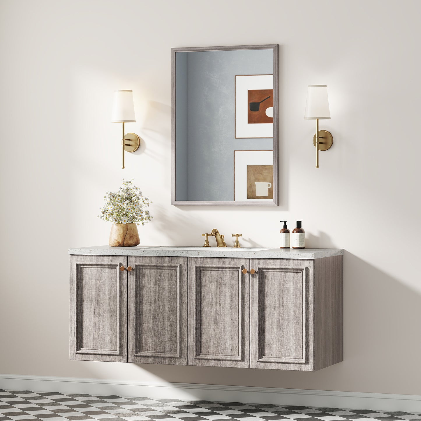 Rectangle Wall Mirror | Grey Wood Effect Frame | 50 x 70 cm